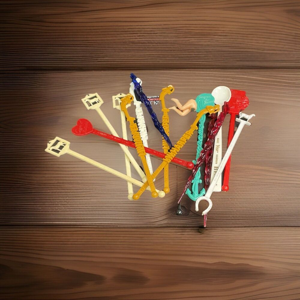 Vintage Lot Of Alcohol Bourbon Swizzle Sticks Stir Stick Cocktail